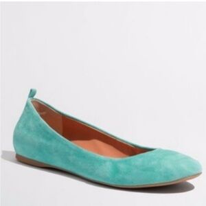 JCrew “Anya/CeCe” Italian Made Mint Turquoise Leather Suede Ballet Flats Size 7